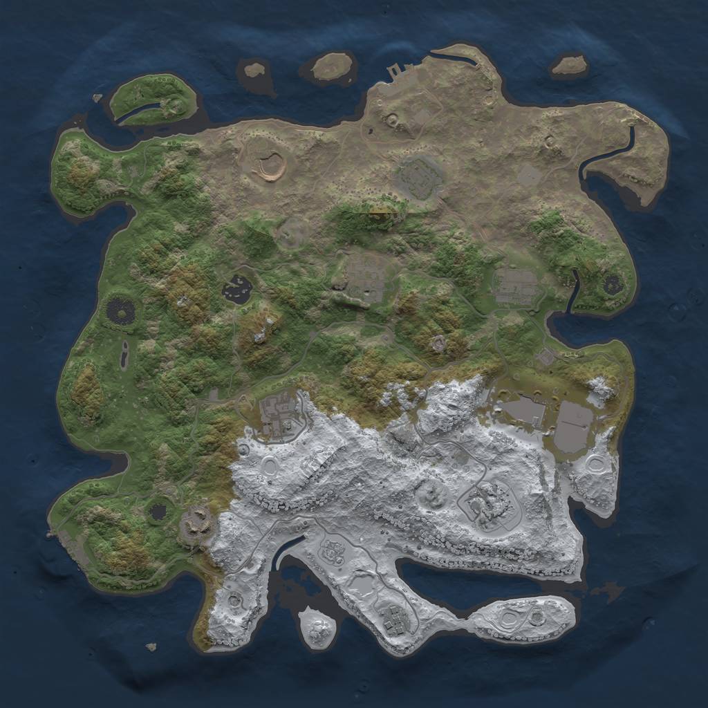 Rust Map: Procedural Map, Size: 3700, Seed: 460428406, 19 Monuments