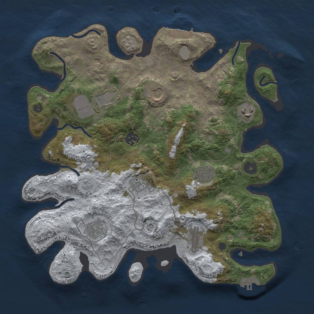 Rust Map: Procedural Map, Size: 3550, Seed: 491835, 18 Monuments