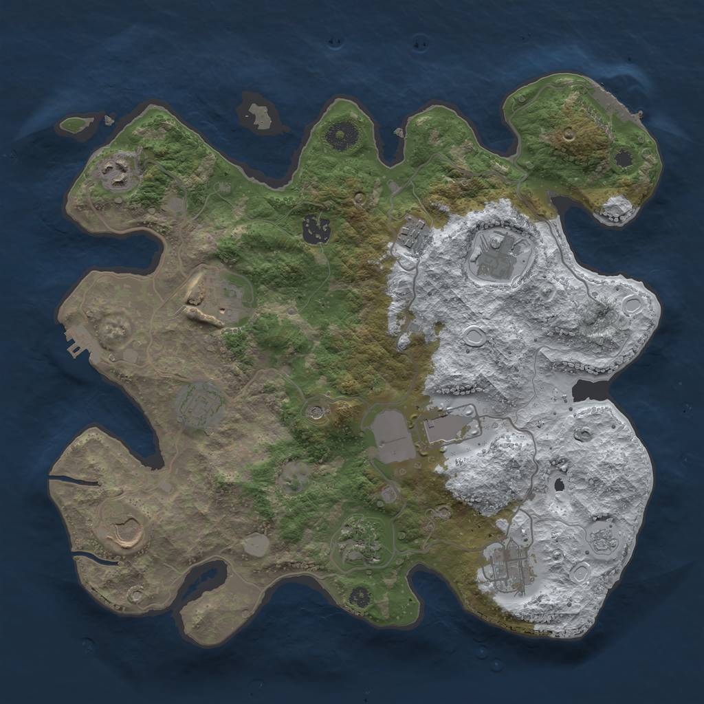 Rust Map: Procedural Map, Size: 3500, Seed: 354522254, 19 Monuments