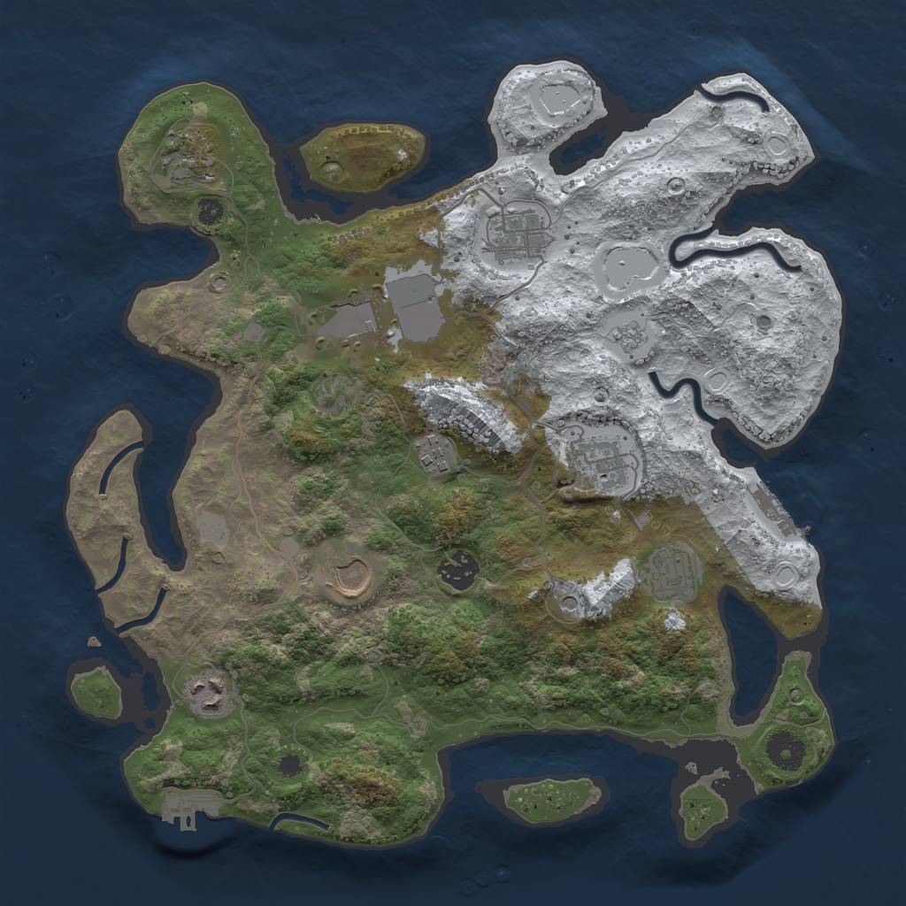 Rust Map: Procedural Map, Size: 3550, Seed: 492660, 18 Monuments