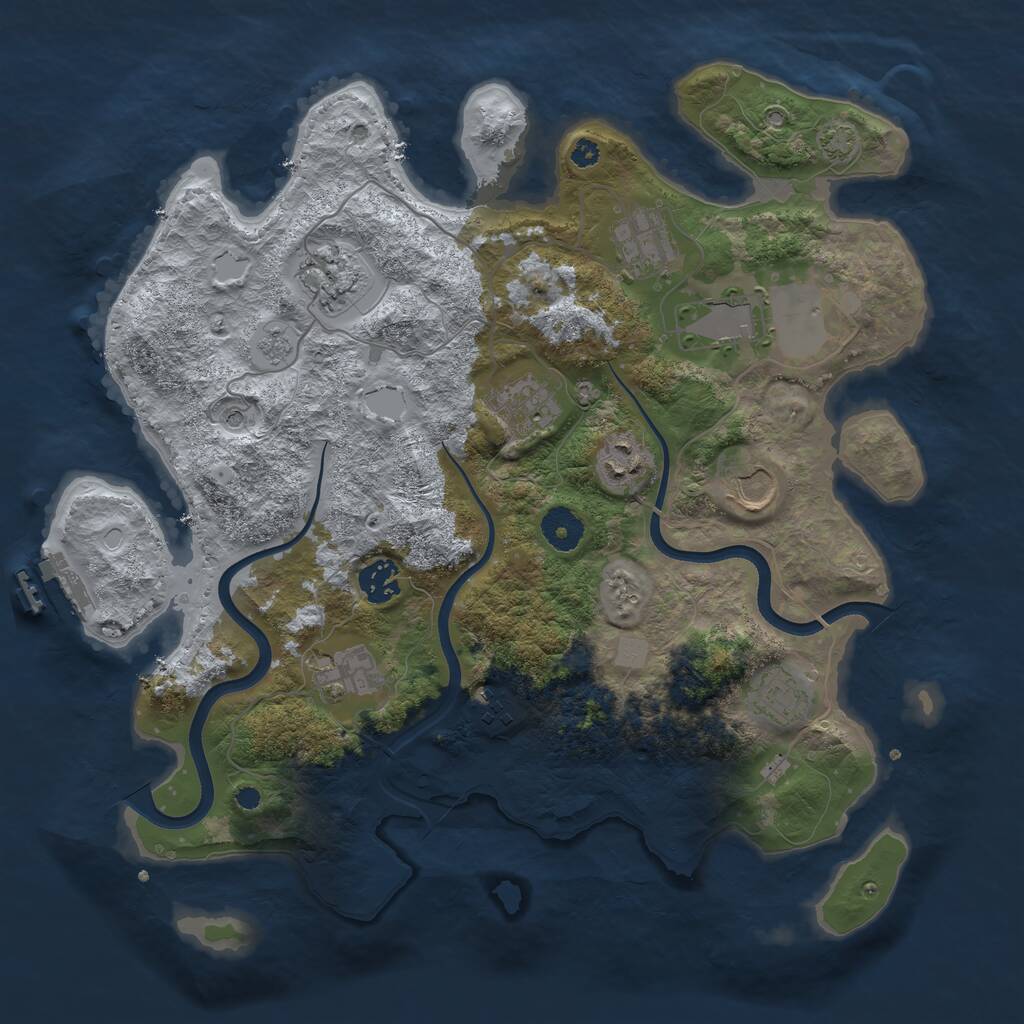 Rust Map: Procedural Map, Size: 3655, Seed: 21, 15 Monuments