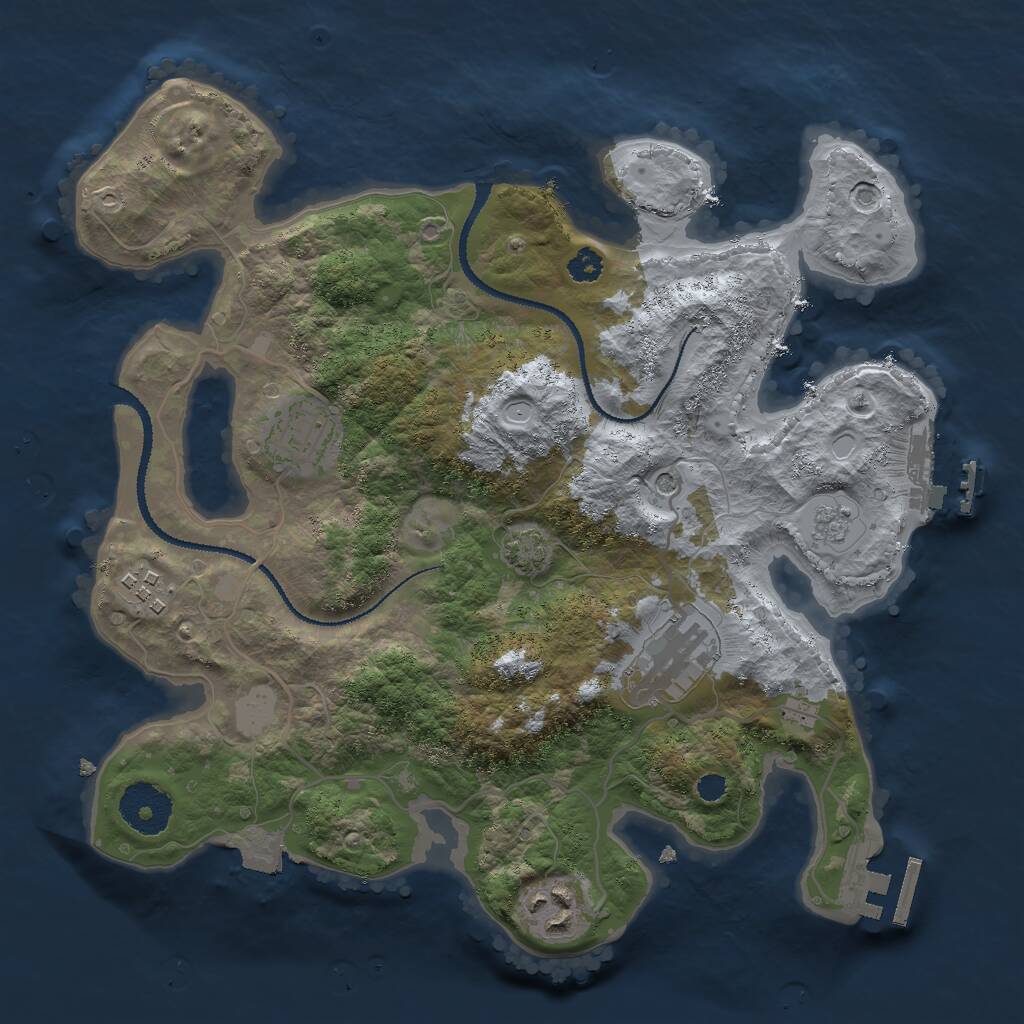 Rust Map: Procedural Map, Size: 3000, Seed: 65493, 10 Monuments