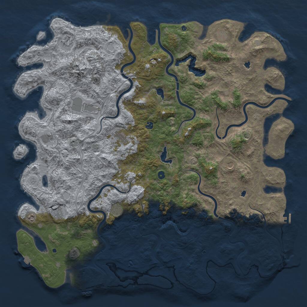 Rust Map: Procedural Map, Size: 6000, Seed: 89746513, 17 Monuments