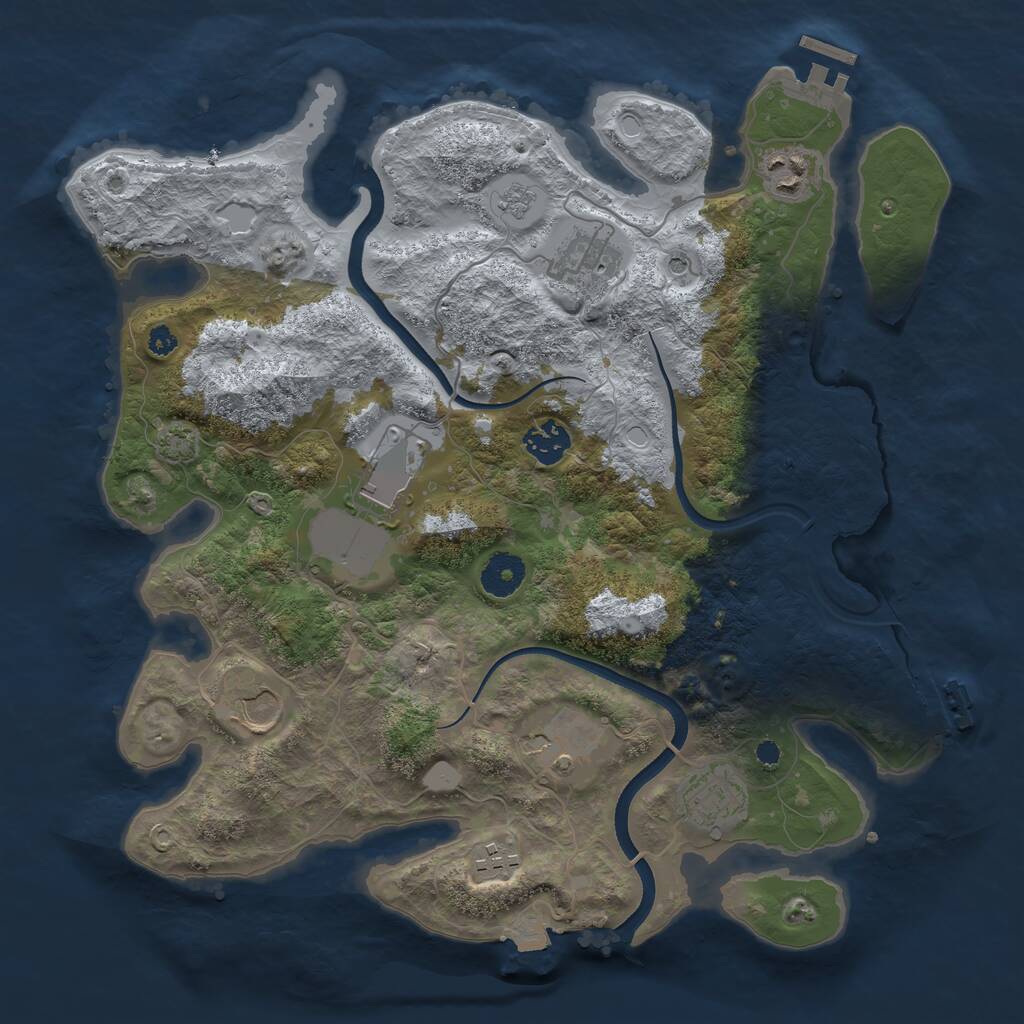 Rust Map: Procedural Map, Size: 3550, Seed: 329176, 14 Monuments