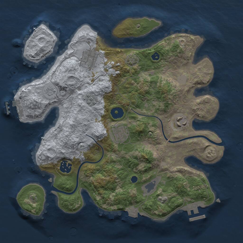 Rust Map: Procedural Map, Size: 3000, Seed: 32925, 10 Monuments