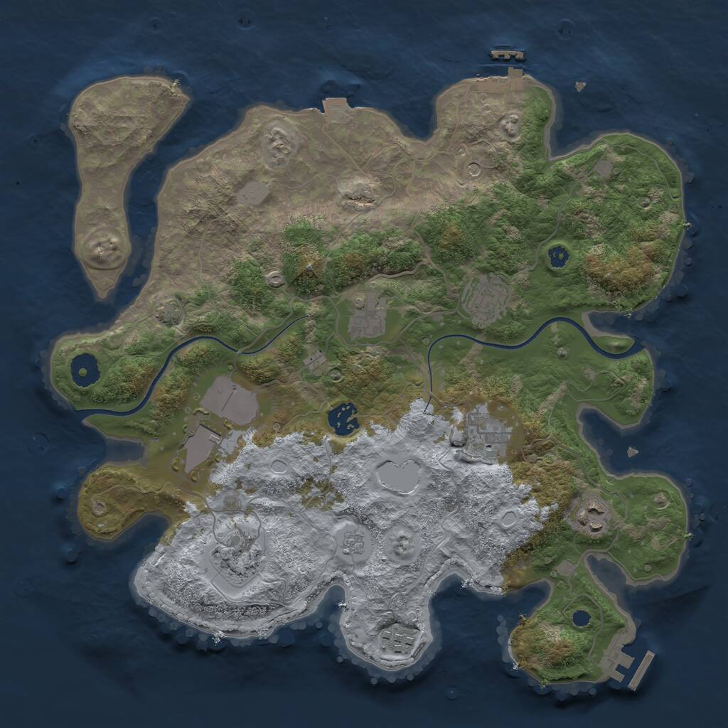 Rust Map: Procedural Map, Size: 3500, Seed: 646203514, 14 Monuments