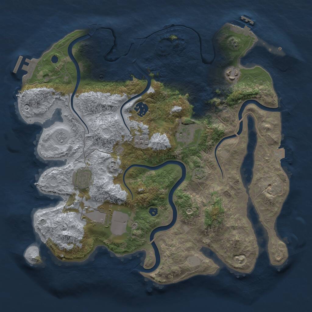 Rust Map: Procedural Map, Size: 3500, Seed: 802695370, 12 Monuments