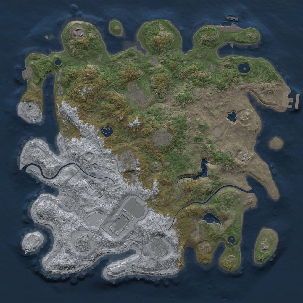 Rust Map: Procedural Map, Size: 4000, Seed: 91321, 15 Monuments