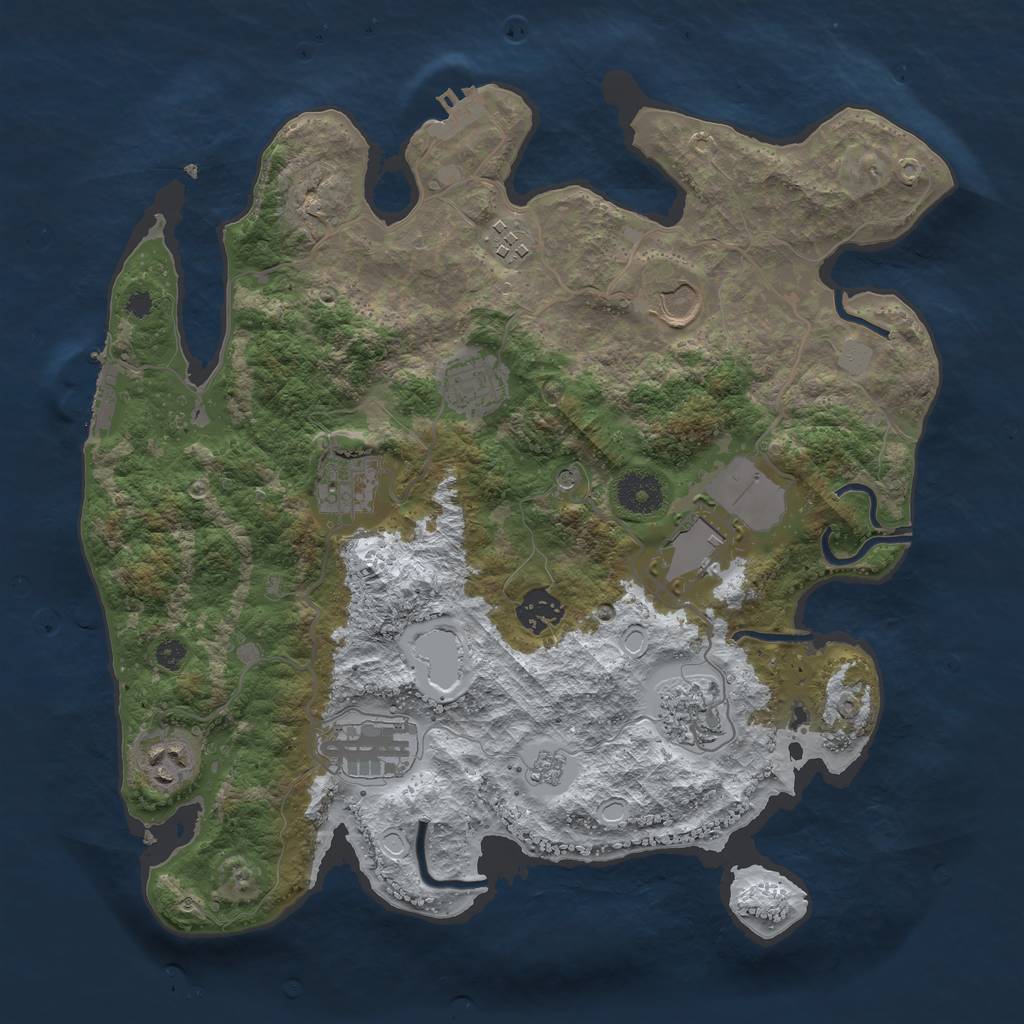 Rust Map: Procedural Map, Size: 3500, Seed: 1732581974, 18 Monuments