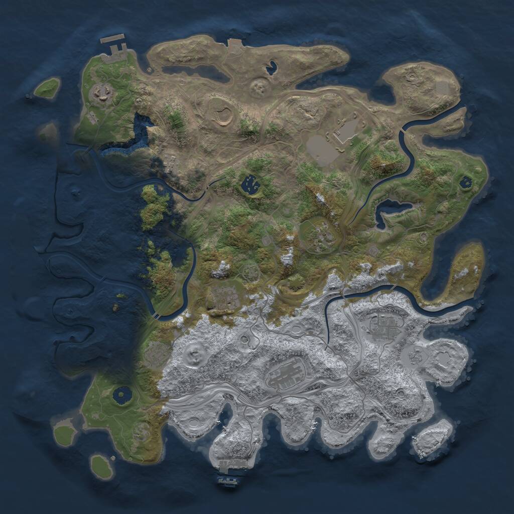 Rust Map: Procedural Map, Size: 4250, Seed: 1141044488, 16 Monuments