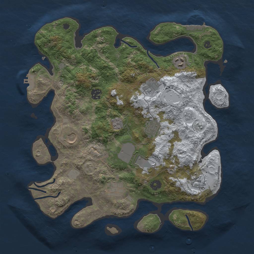 Rust Map: Procedural Map, Size: 3500, Seed: 753, 18 Monuments