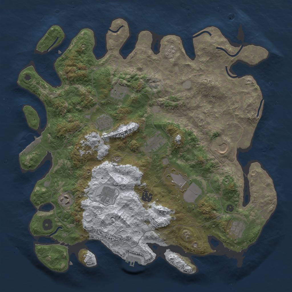 Rust Map: Procedural Map, Size: 4000, Seed: 1263893571, 18 Monuments
