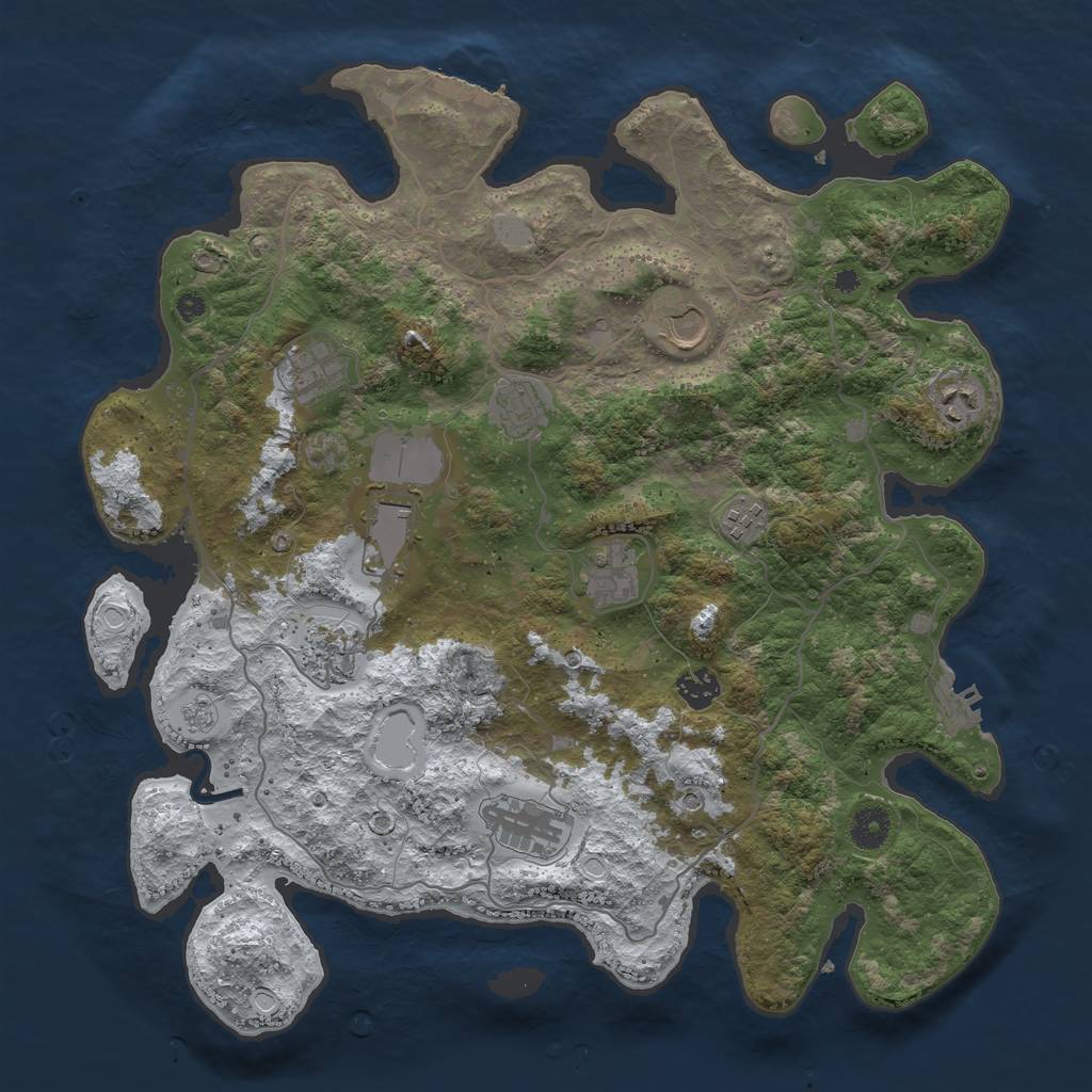 Rust Map: Procedural Map, Size: 4000, Seed: 846194359, 19 Monuments