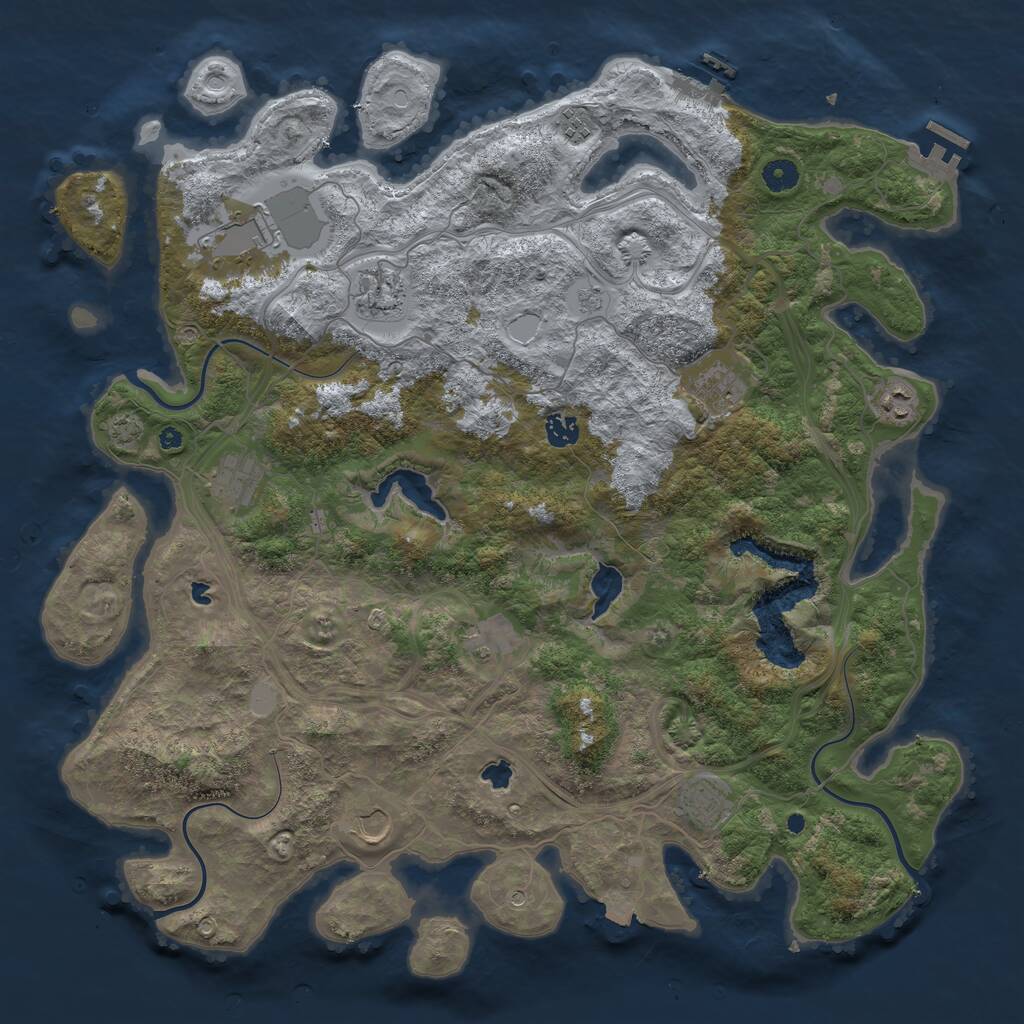 Rust Map: Procedural Map, Size: 4500, Seed: 60853165, 16 Monuments