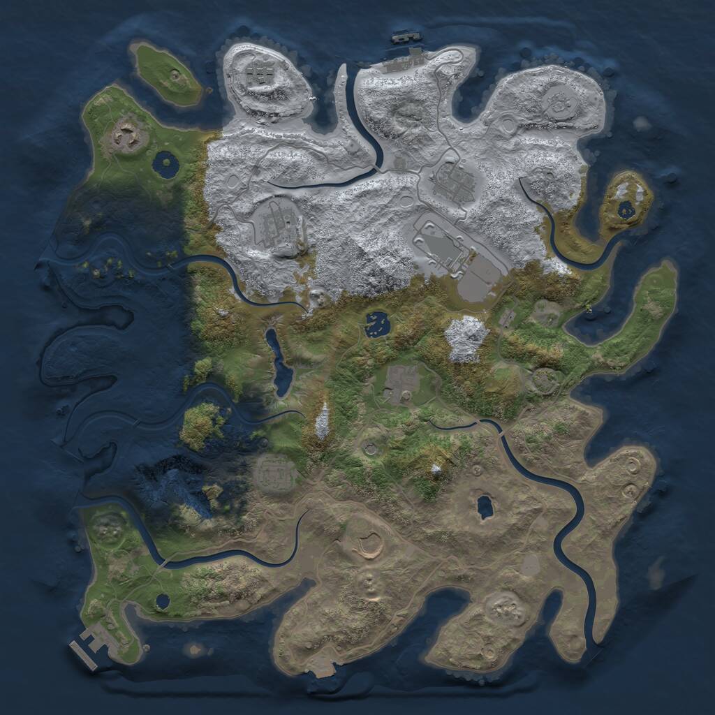 Rust Map: Procedural Map, Size: 4050, Seed: 625543892, 15 Monuments