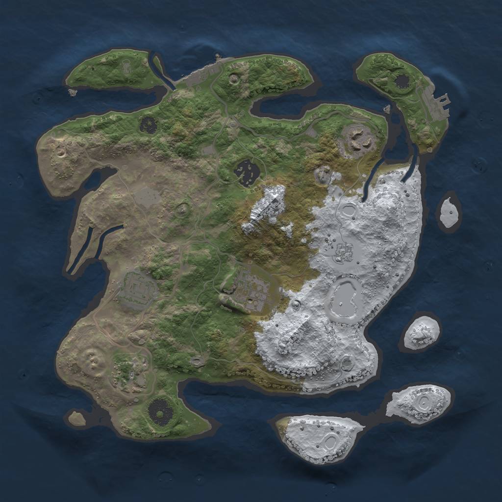 Rust Map: Procedural Map, Size: 3000, Seed: 19889, 13 Monuments