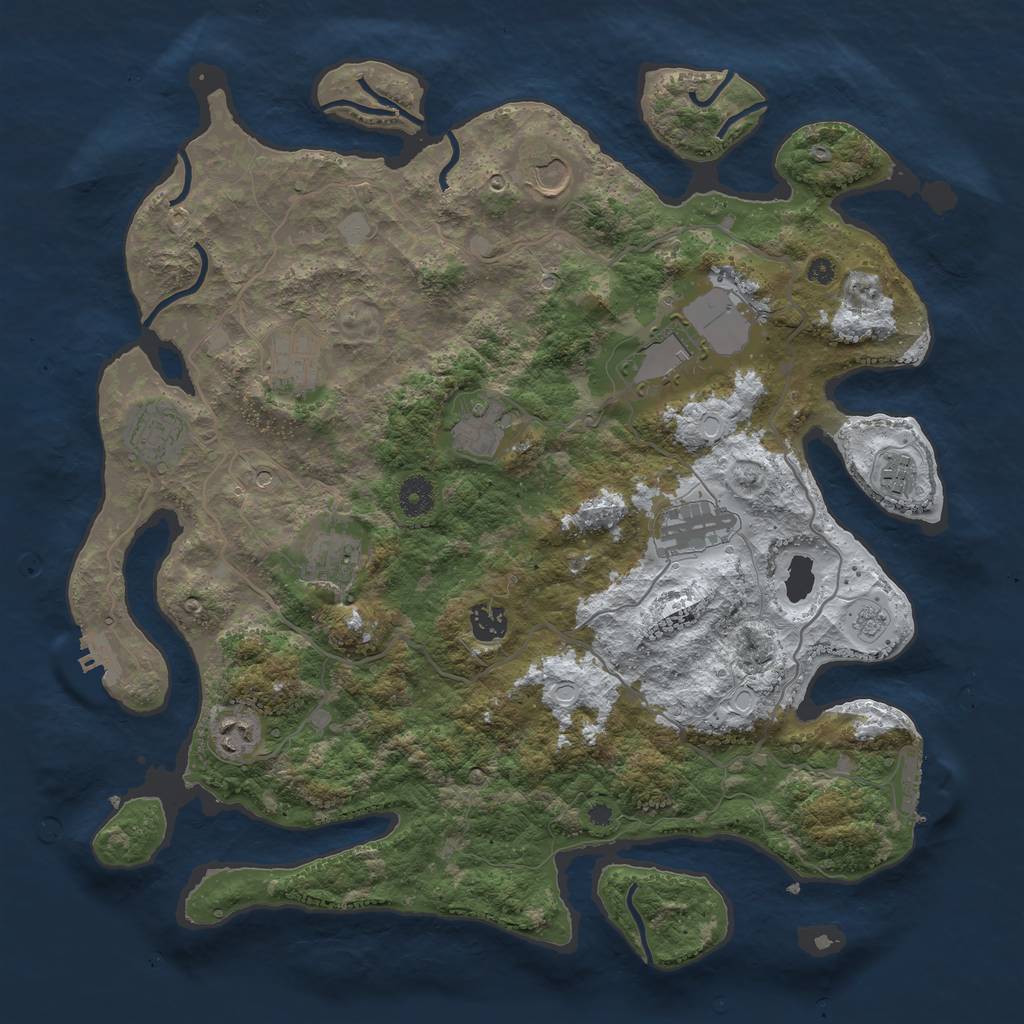 Rust Map: Procedural Map, Size: 4000, Seed: 80627, 19 Monuments