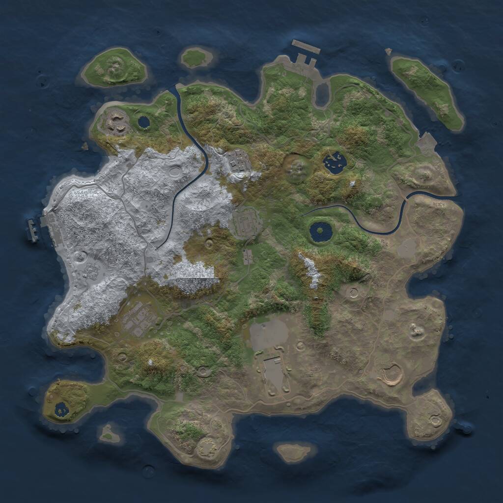 Rust Map: Procedural Map, Size: 3500, Seed: 165451, 13 Monuments