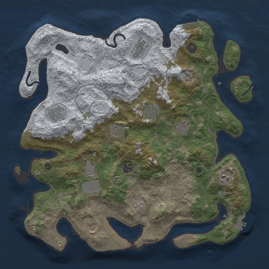 Rust Map: Procedural Map, Size: 4000, Seed: 571074593, 19 Monuments