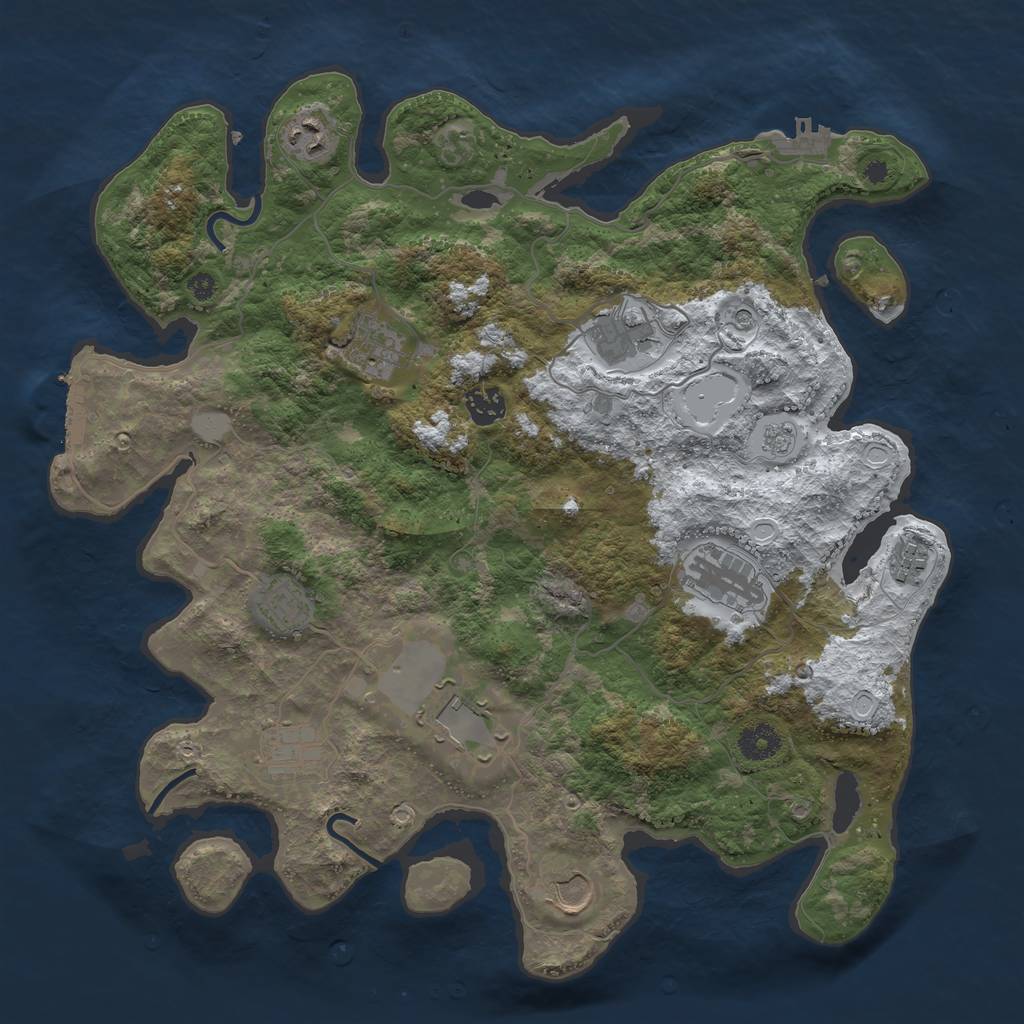 Rust Map: Procedural Map, Size: 3850, Seed: 3363422, 19 Monuments