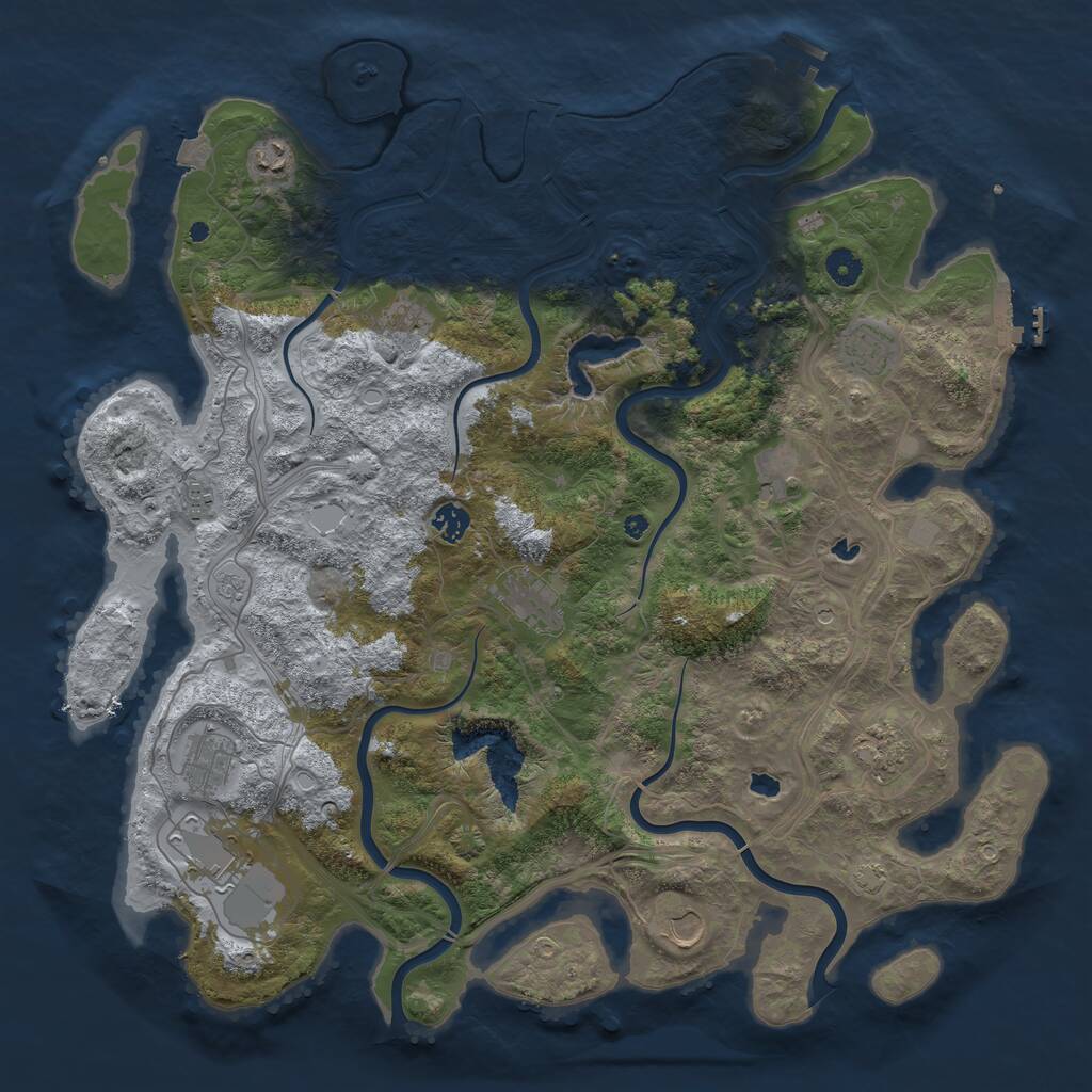 Rust Map: Procedural Map, Size: 4500, Seed: 47327, 17 Monuments