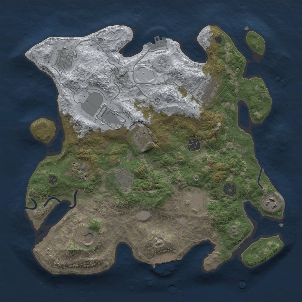 Rust Map: Procedural Map, Size: 3500, Seed: 743925, 19 Monuments