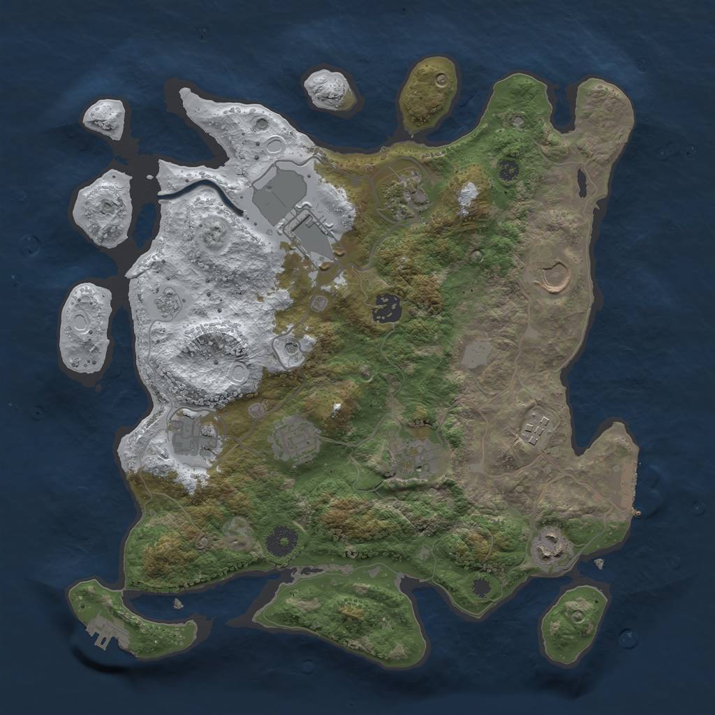 Rust Map: Procedural Map, Size: 3500, Seed: 756613, 18 Monuments