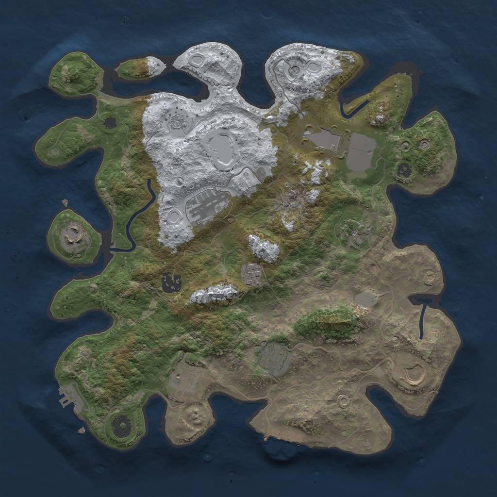 Rust Map: Procedural Map, Size: 3500, Seed: 1486768753, 18 Monuments