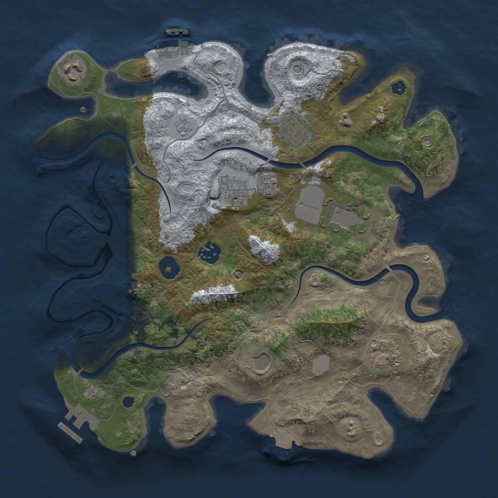 Rust Map: Procedural Map, Size: 3500, Seed: 1486768753, 14 Monuments