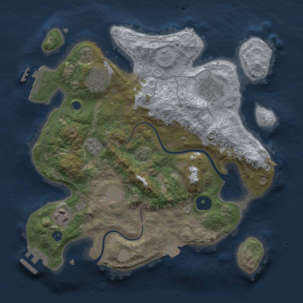 Rust Map: Procedural Map, Size: 3000, Seed: 829004489, 11 Monuments