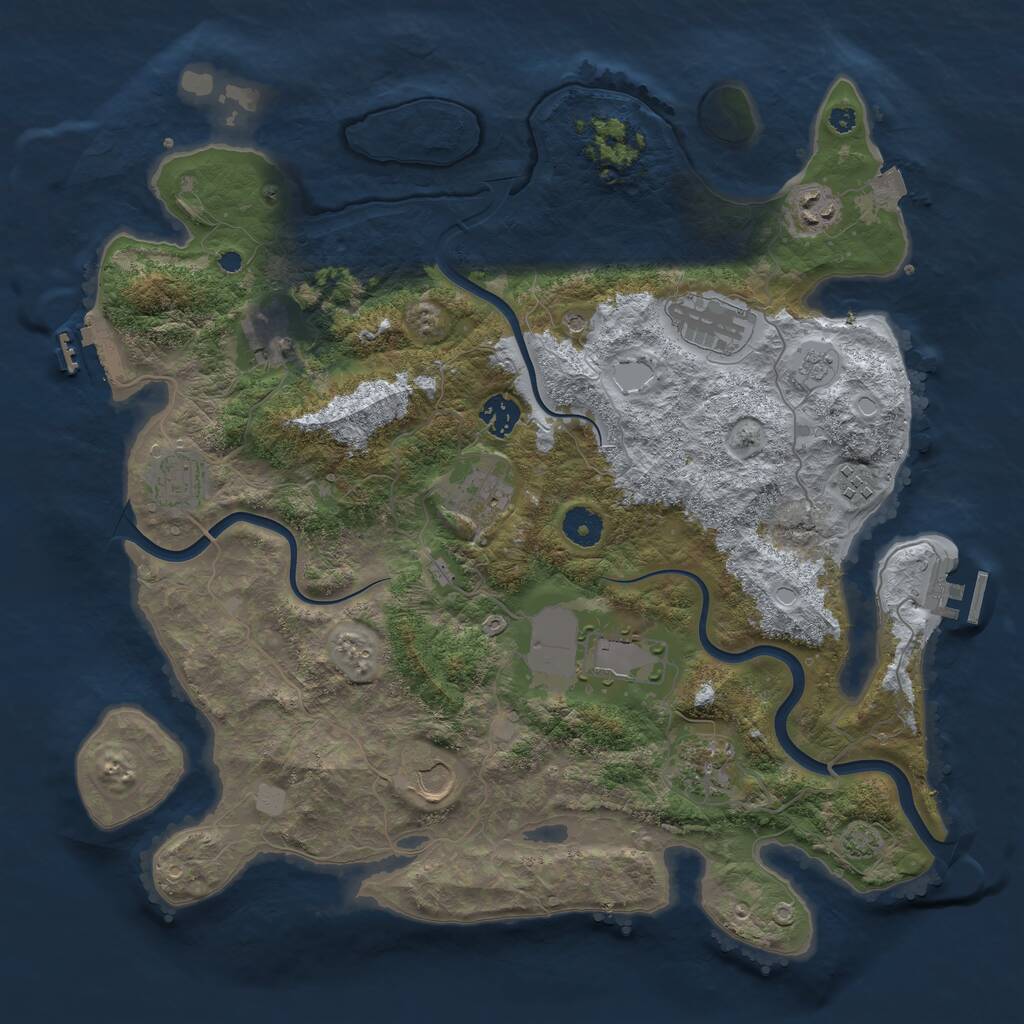 Rust Map: Procedural Map, Size: 3919, Seed: 3808, 16 Monuments