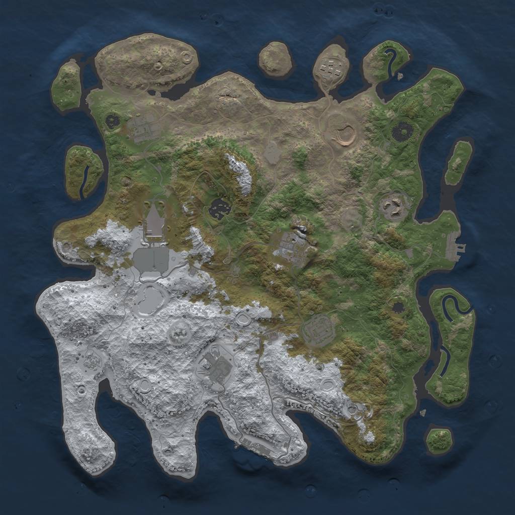Rust Map: Procedural Map, Size: 3750, Seed: 792828438, 18 Monuments