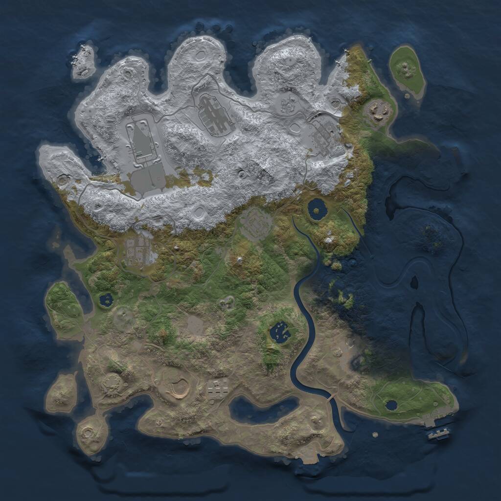 Rust Map: Procedural Map, Size: 3700, Seed: 1254268298, 16 Monuments