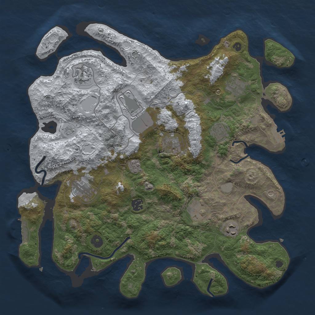 Rust Map: Procedural Map, Size: 3850, Seed: 682877720, 19 Monuments