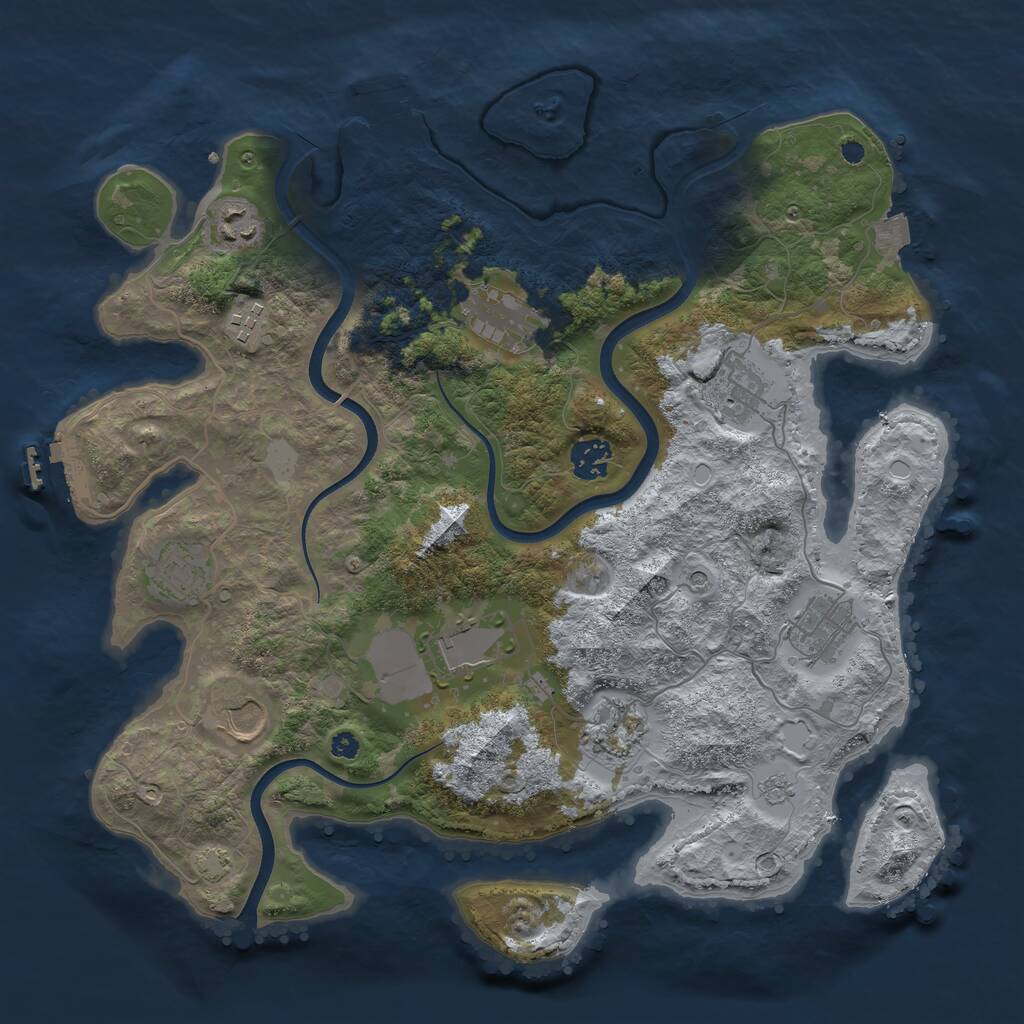 Rust Map: Procedural Map, Size: 3700, Seed: 19889, 16 Monuments