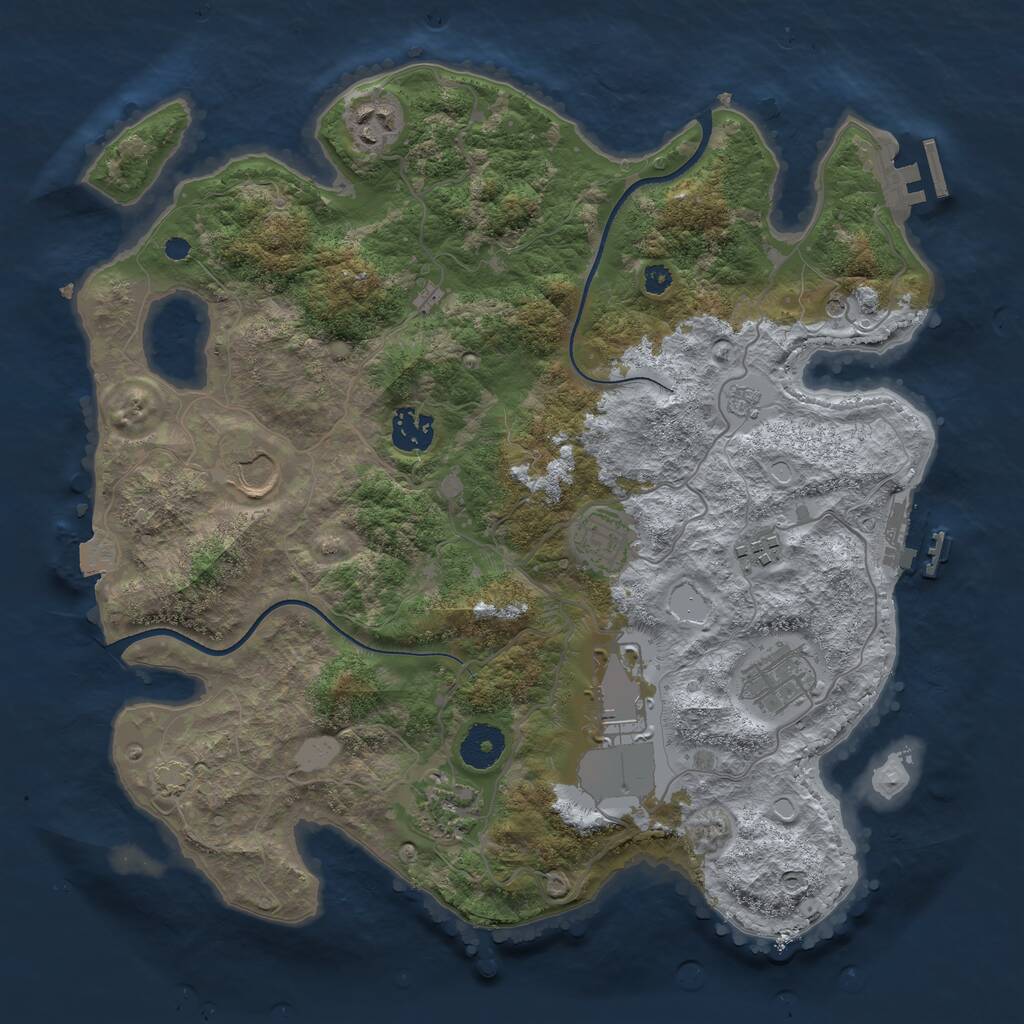 Rust Map: Procedural Map, Size: 3500, Seed: 1222617063, 14 Monuments