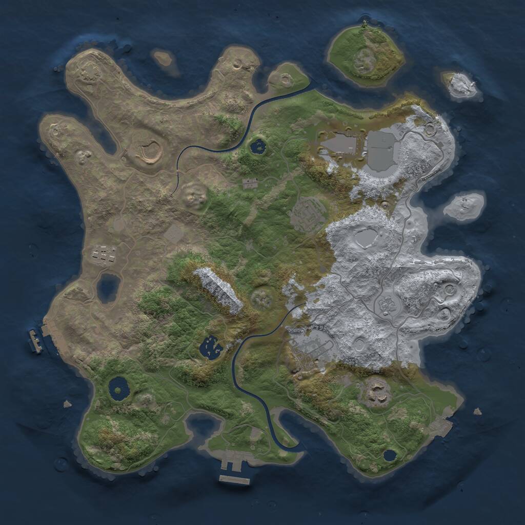 Rust Map: Procedural Map, Size: 3500, Seed: 753873904, 13 Monuments