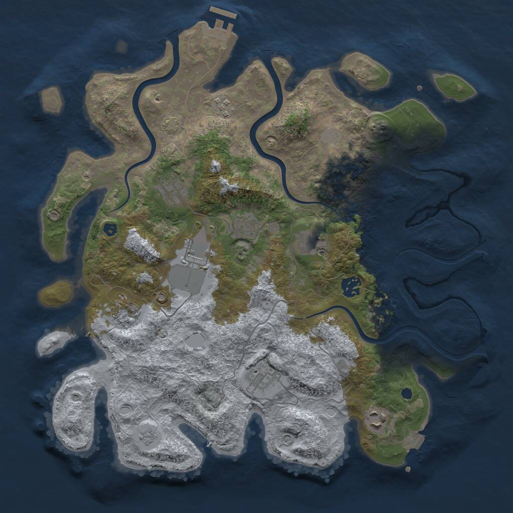 Rust Map: Procedural Map, Size: 3750, Seed: 523556056, 14 Monuments