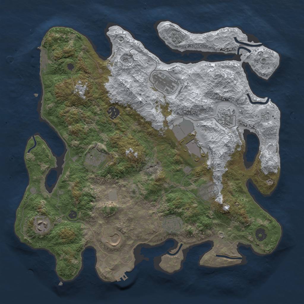 Rust Map: Procedural Map, Size: 3750, Seed: 138889260, 19 Monuments