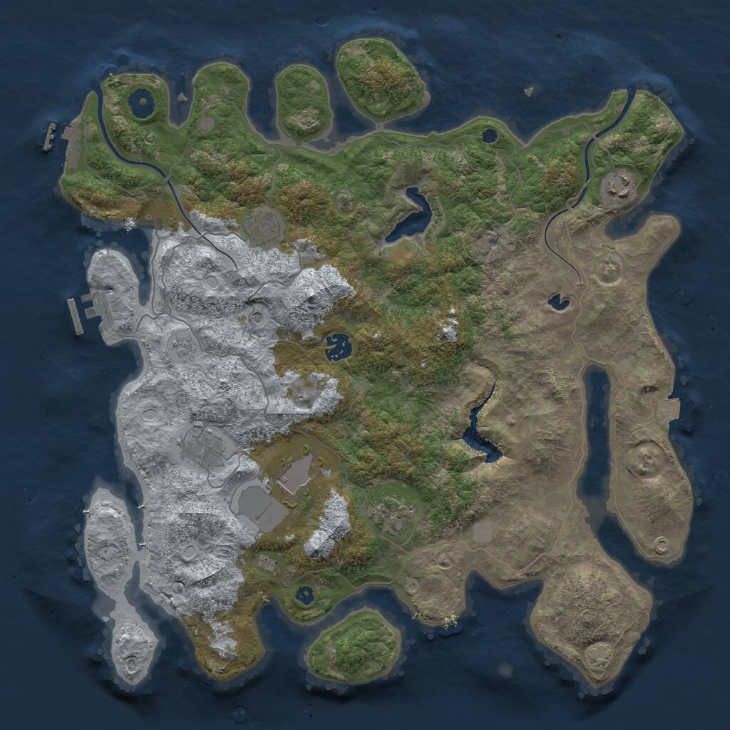 Rust Map: Procedural Map, Size: 4000, Seed: 55754, 12 Monuments