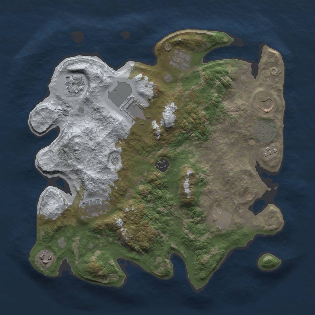 Rust Map: Barren, Size: 3500, Seed: 135679356, 13 Monuments