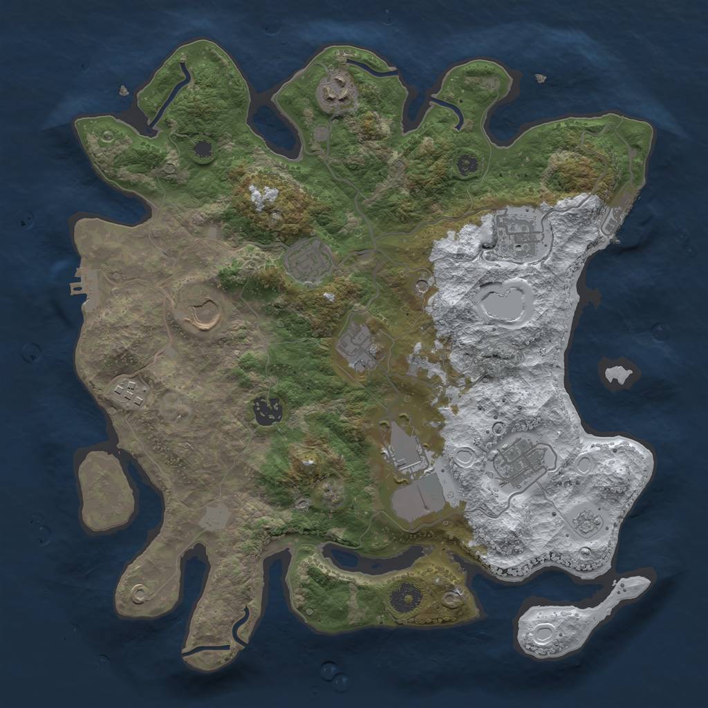 Rust Map: Procedural Map, Size: 3500, Seed: 959894556, 18 Monuments