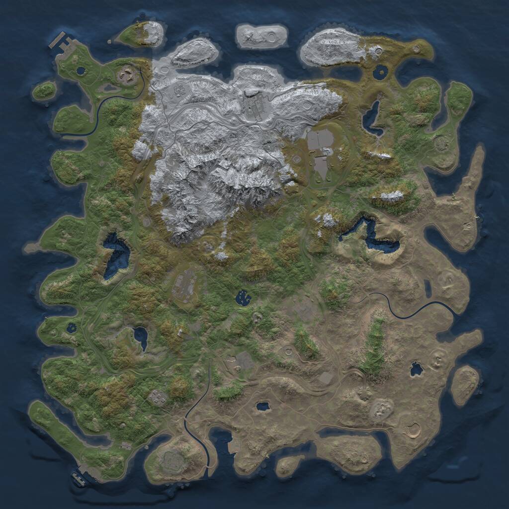Rust Map: Procedural Map, Size: 5000, Seed: 7520657, 16 Monuments