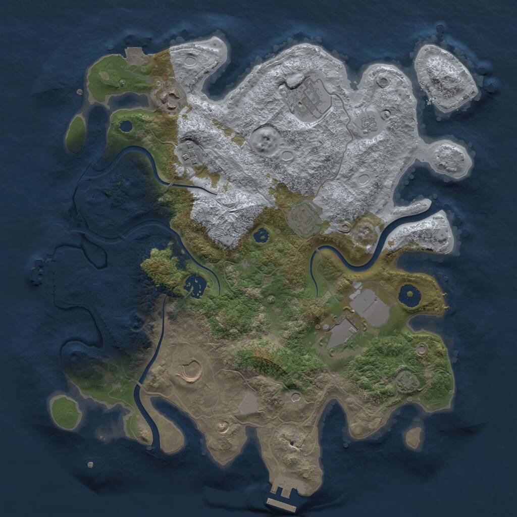 Rust Map: Procedural Map, Size: 3500, Seed: 1043501358, 13 Monuments