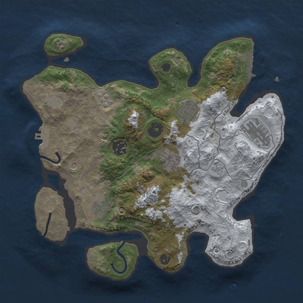 Rust Map: Procedural Map, Size: 3000, Seed: 2069291397, 15 Monuments