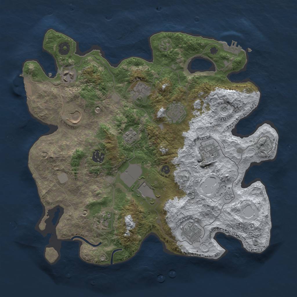 Rust Map: Procedural Map, Size: 3500, Seed: 2324442, 19 Monuments