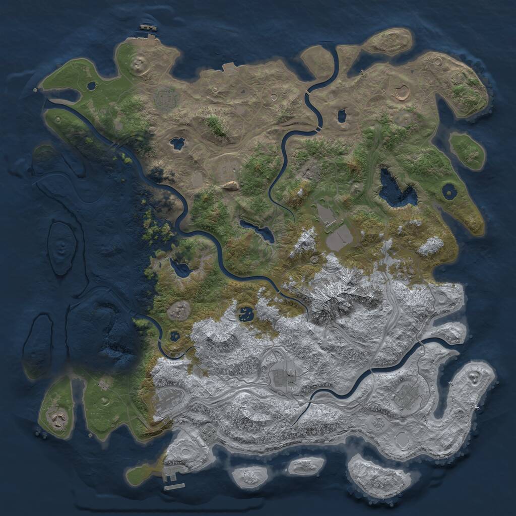 Rust Map: Procedural Map, Size: 5000, Seed: 2137992010, 17 Monuments