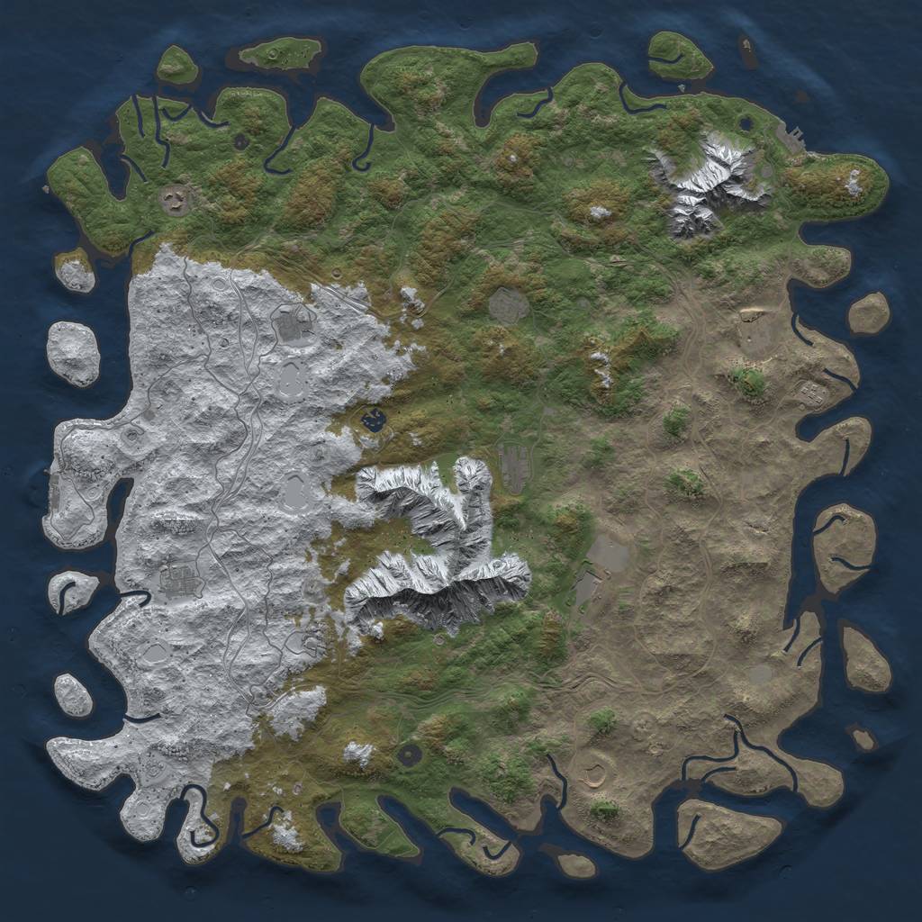 Rust Map: Procedural Map, Size: 6000, Seed: 1383091394, 20 Monuments