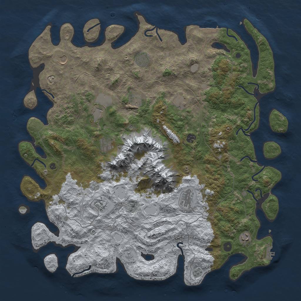 Rust Map: Procedural Map, Size: 5000, Seed: 718551, 20 Monuments