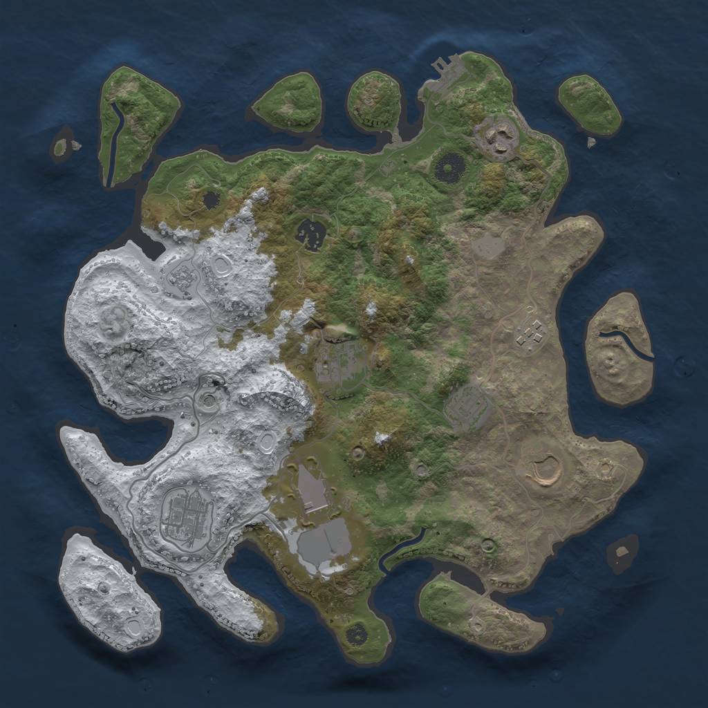 Rust Map: Procedural Map, Size: 3500, Seed: 1524872542, 16 Monuments